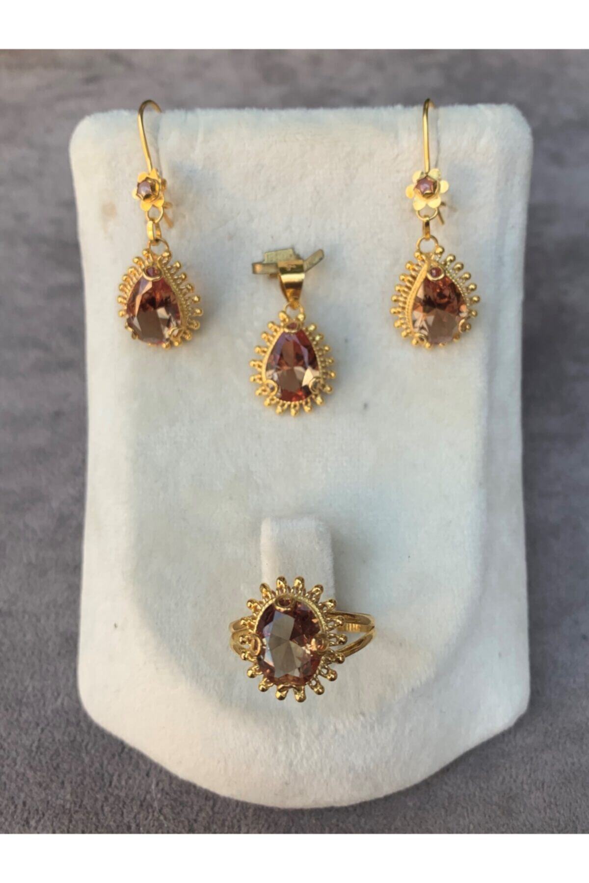 Bayar Gold 14 Ayar Altın Damla Model Zultanit Set