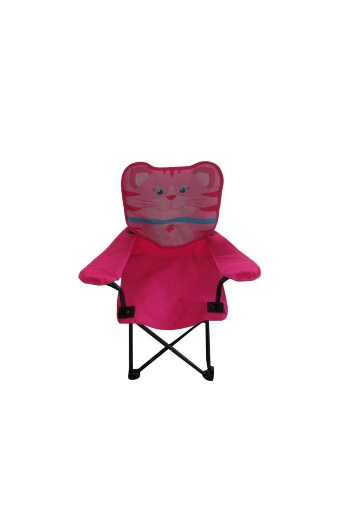 CAMPIOUS Katlanabilir Pembe Kedi Desenli Çantalı Çocuk Plaj Kamp Sandalyesi