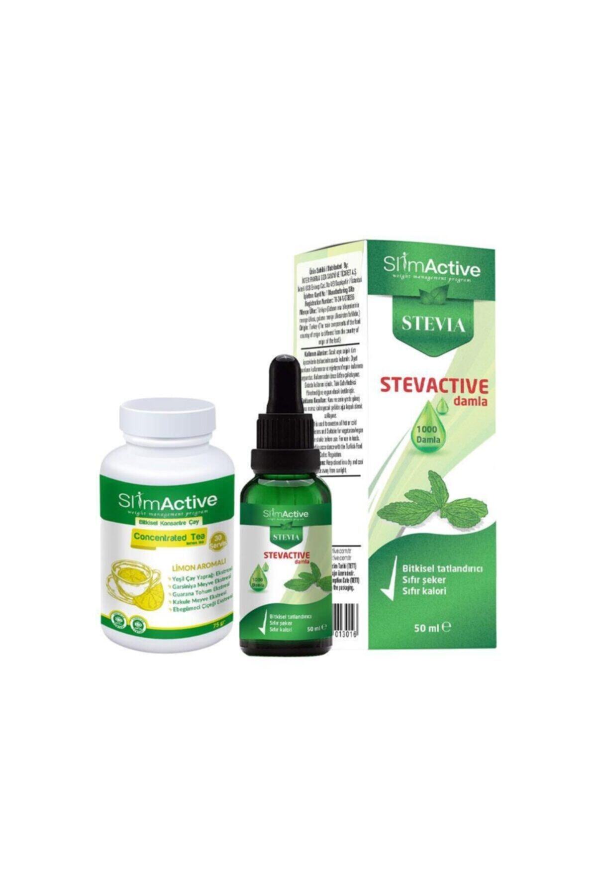 Slim Active Limon Aromalı Bitkisel Konsantre Çay + Stevactive Damla – Bitkisel Tatlandırıcı