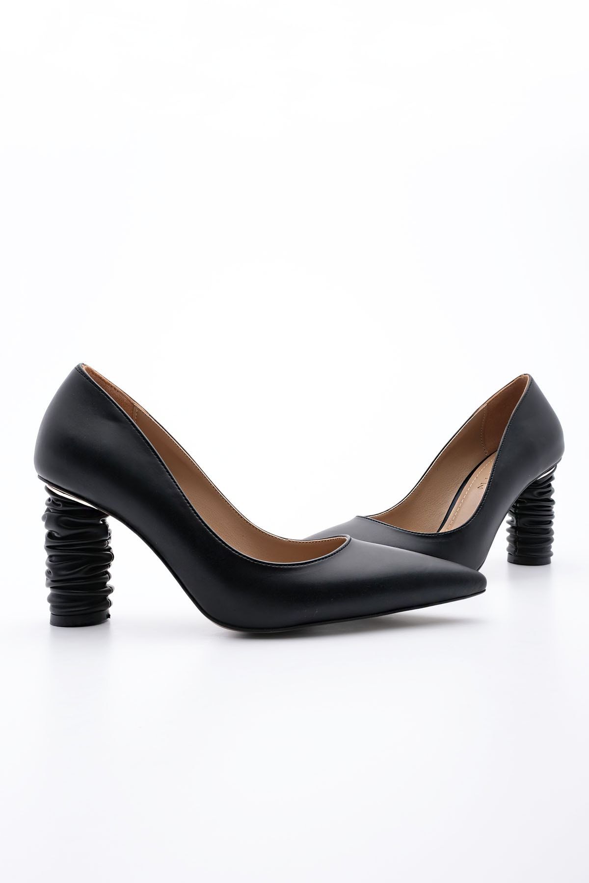 Marjin Kadın Stiletto Topuklu Ayakkabı Duple Siyah