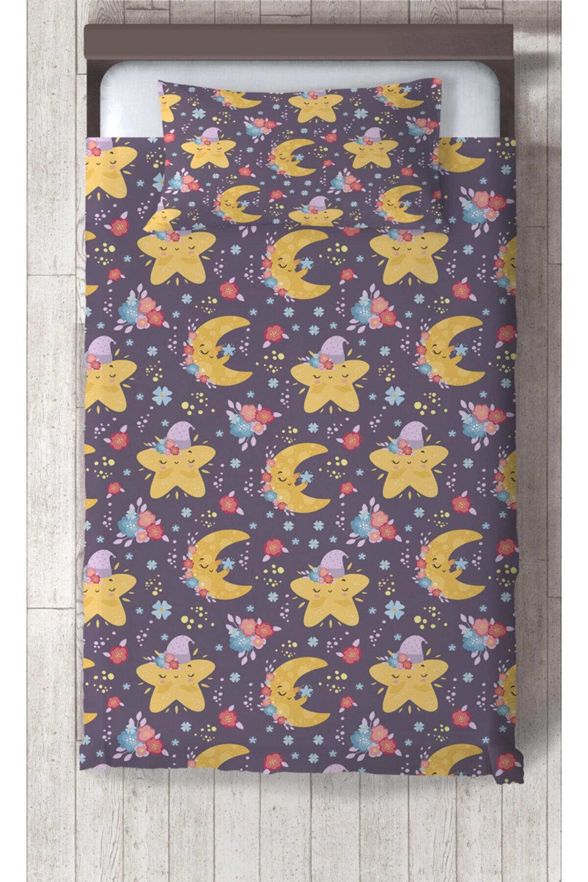 MEKTA HOME Çocuk Ve Bebek Odası Ay Ve Yıldız Desenli Yatak Örtüsü Mktcyo 003