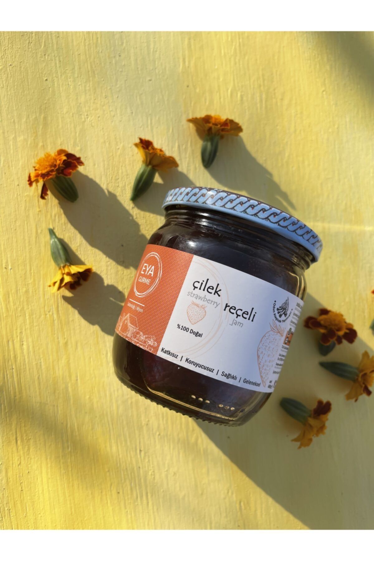 EYA ORGANİK Çilek Reçeli - Odun Ateşinde (480 Gr)