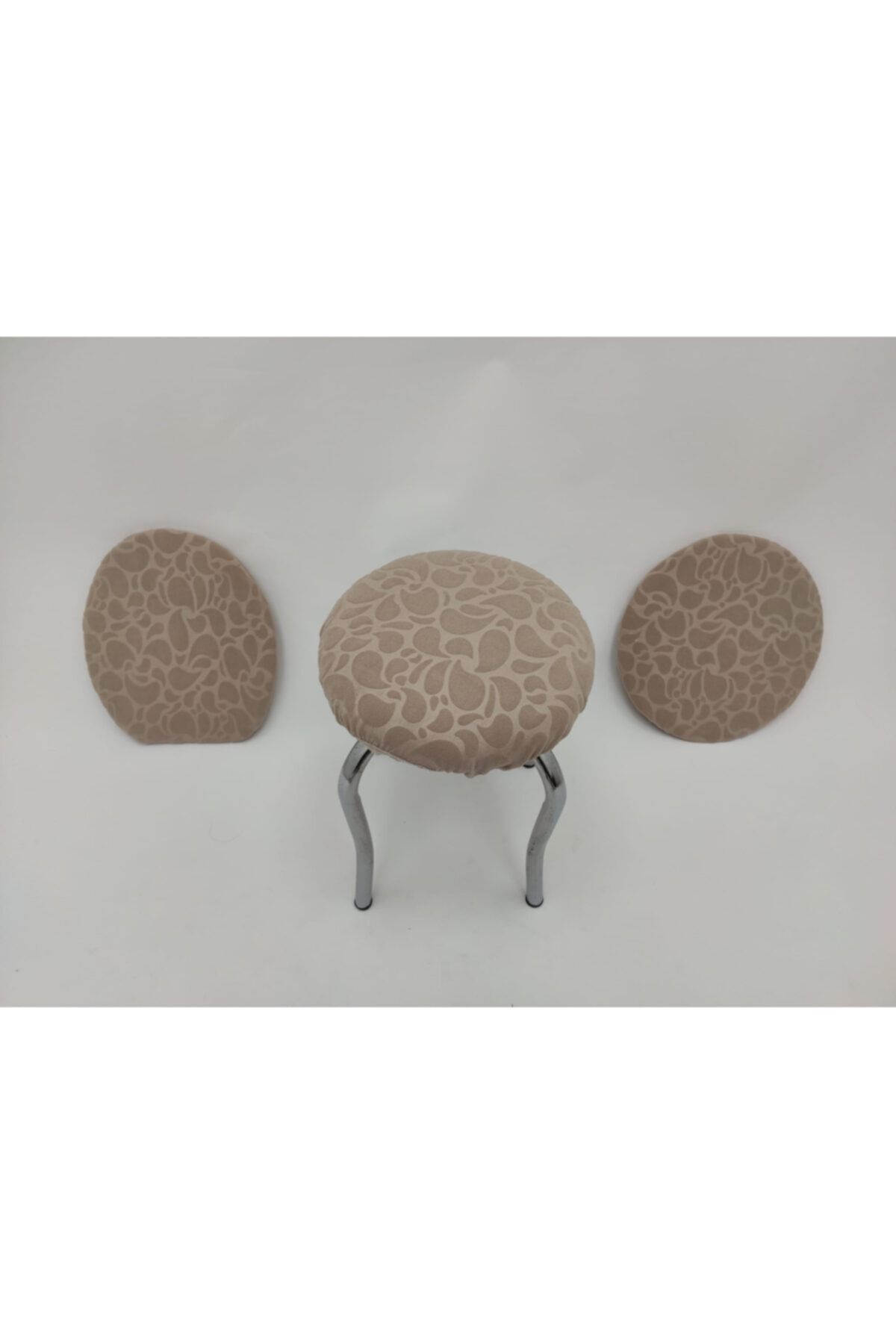 sabirehome Polar Lastıklı Sütlü Kahve Renk Tabure Örtüsü Sandalye 3 Lü Standart 25cm Den 35cm Tabureler Uyar