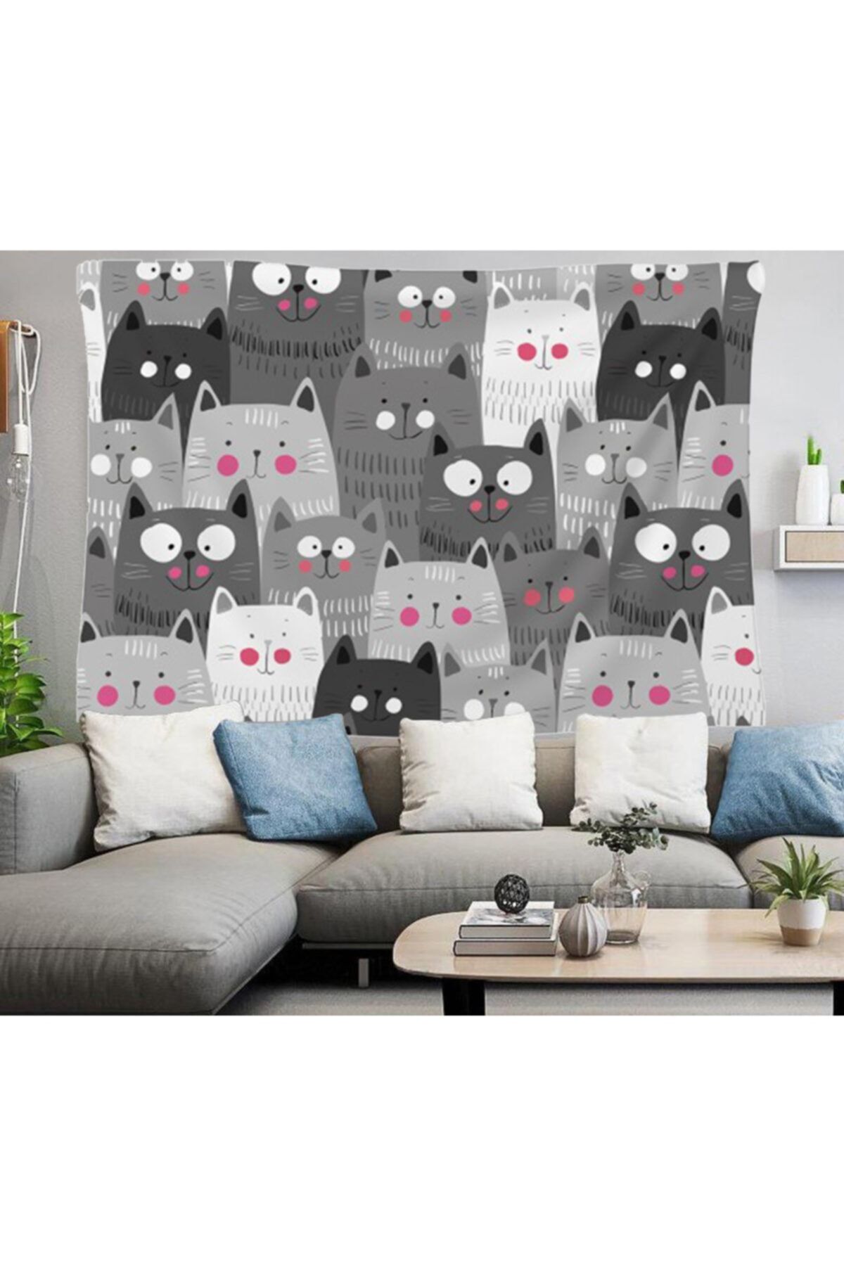 Razz Moda Çoklu Kedi Duvar Örtüsü