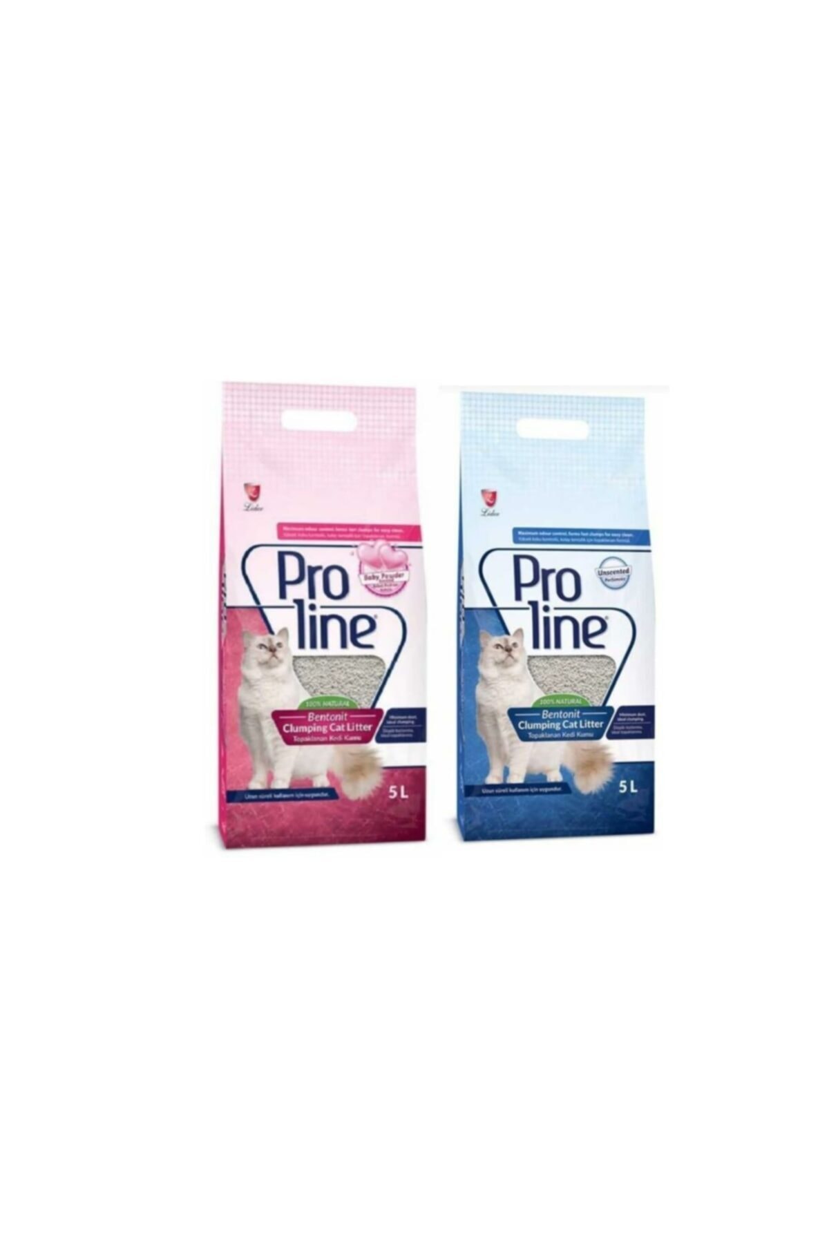 Pro Line Bebek Pudralı Kedi Kumu 5 L + Natural Kedi Kumu 5 L