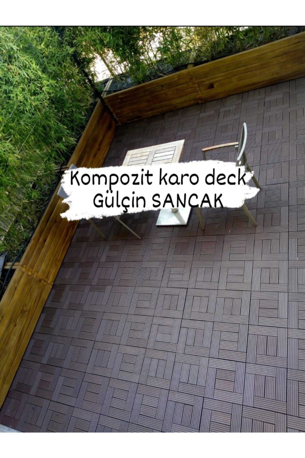 SANCAK KOMPOZİT Zemin Ahşap Karo Deck Kahverengi Yer Döşemesi (11 Adet ) 1 M2