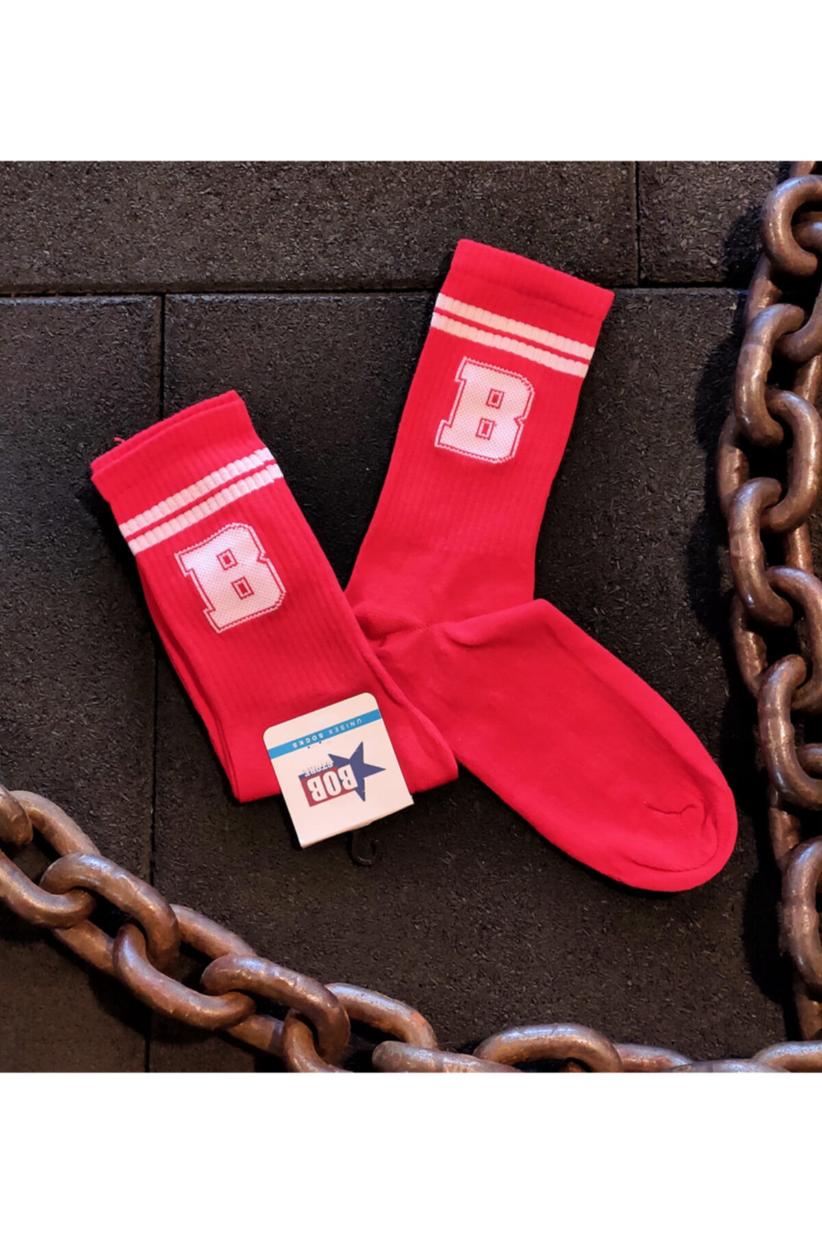 BOB GYM Kırmızı B Logolu Unısex Çorap
