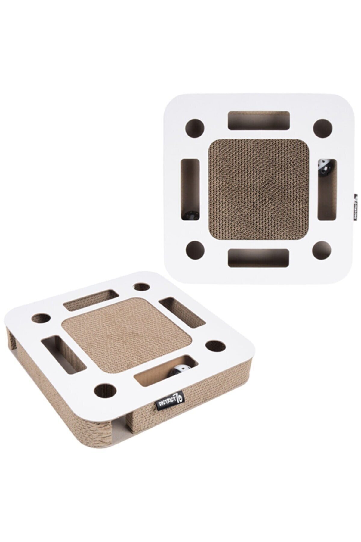 District Karton Kare Kedi Tırmalama Oyuncağı Beyaz