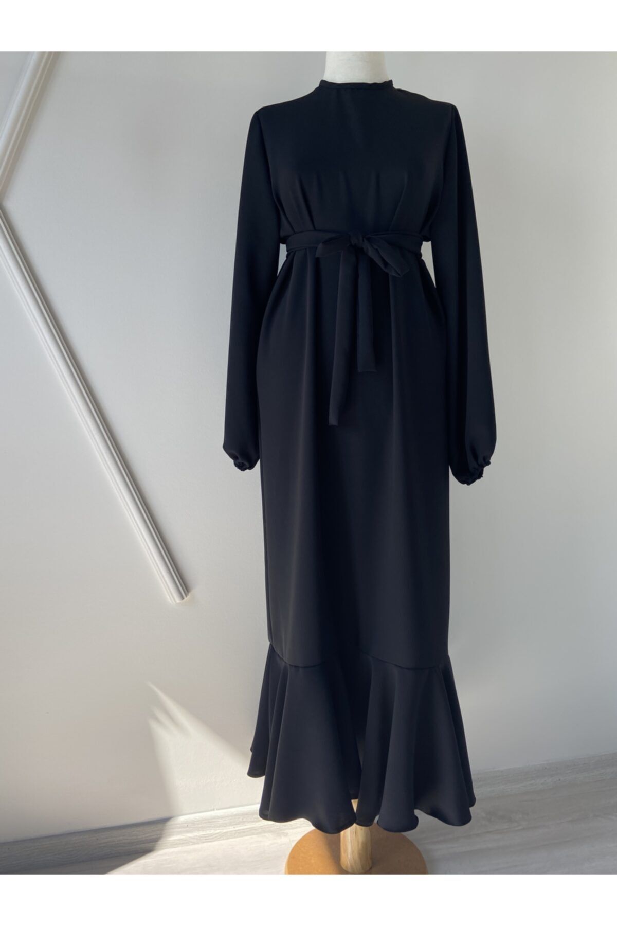 Demetaksoycollection Siyah Krep Elbise