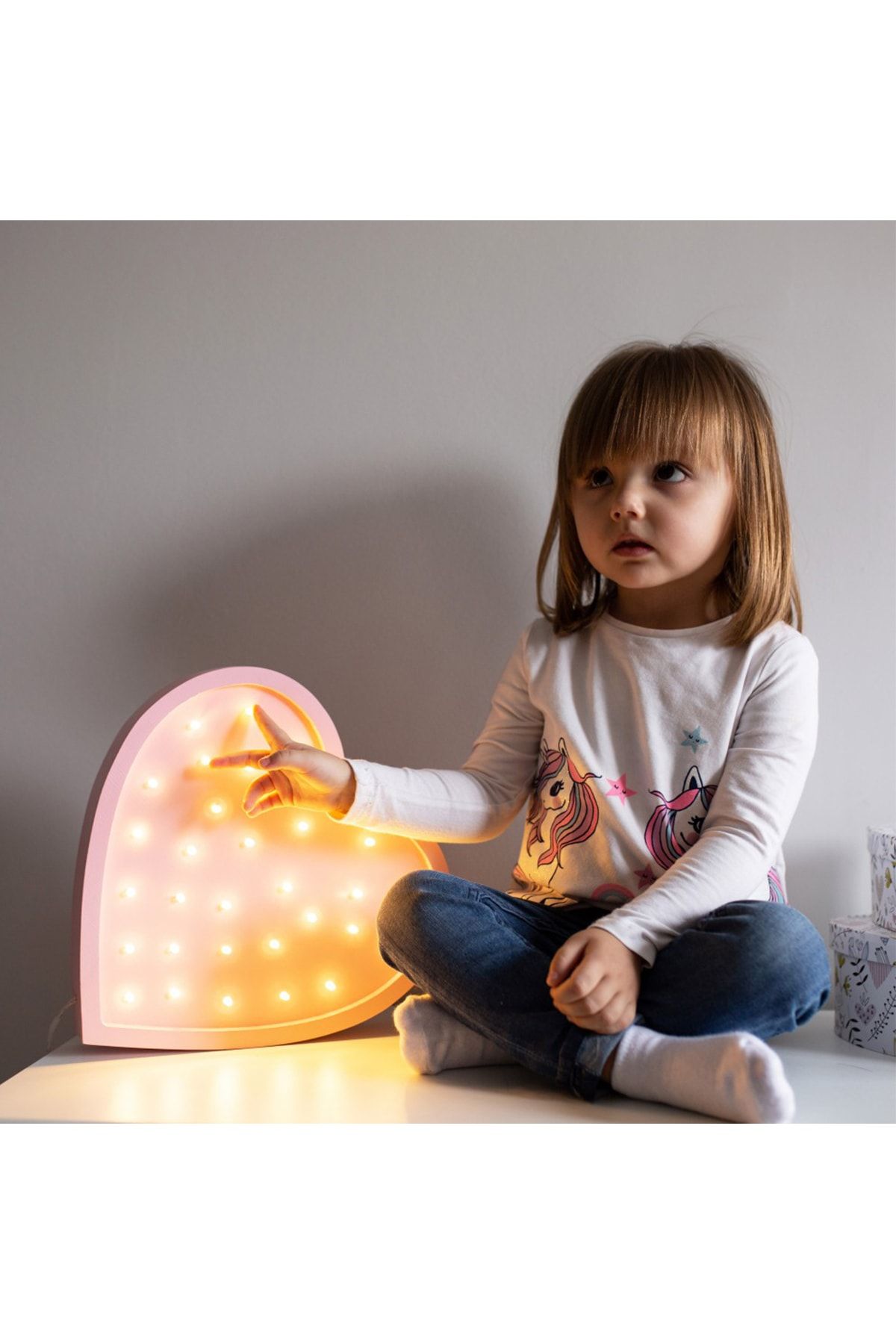 trendkonsept Çocuk Odası Aydınlatma, Gece Lambası, Kalp Ahşap (mdf) Led Gece Lambası, Bebek Odası Gece Lambası