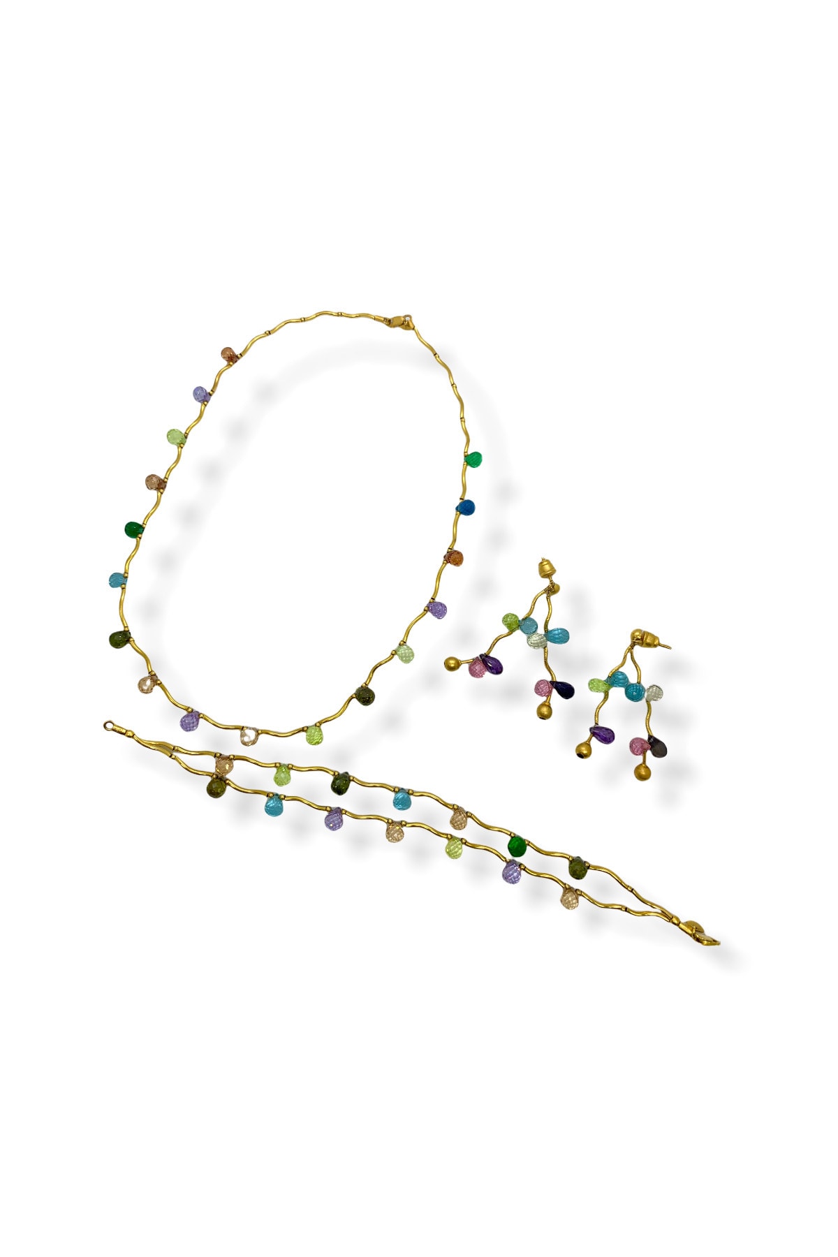 Ercan Diamond Renkli Taşlı Altın Set