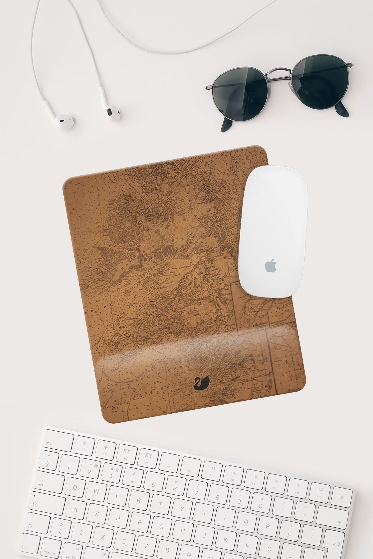 Kinder Garden Harita Çizimli Bilek Destekli Dikdörtgen Mouse Pad Mouse Altlığı