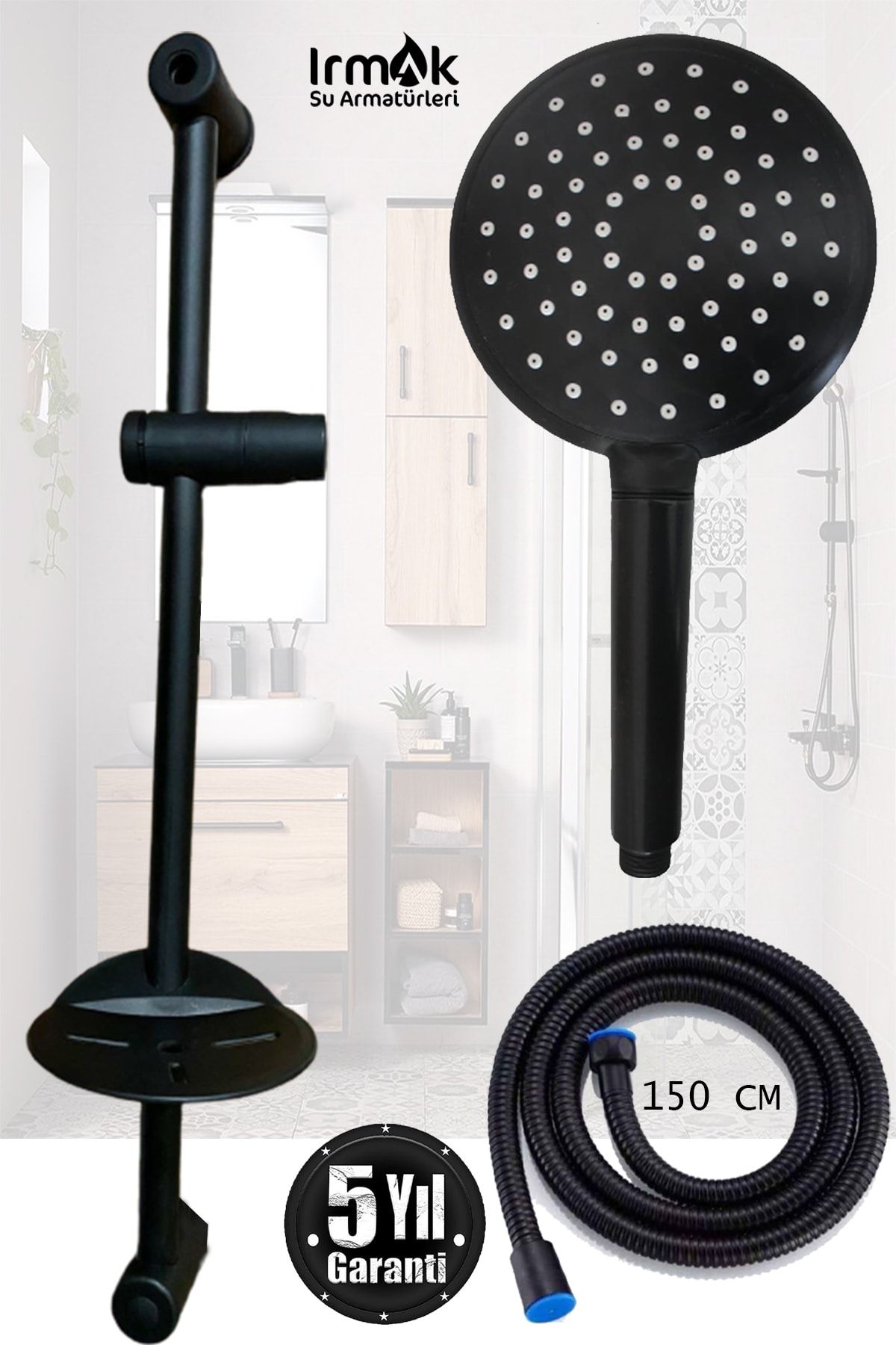 özbay ısı sanayii ö şekil Irmak Sürgülü Duş Seti Siyah Banyo El Duşu Spiral Sürgü Boru Takımı Duş Seti Robot Banyo Armatür