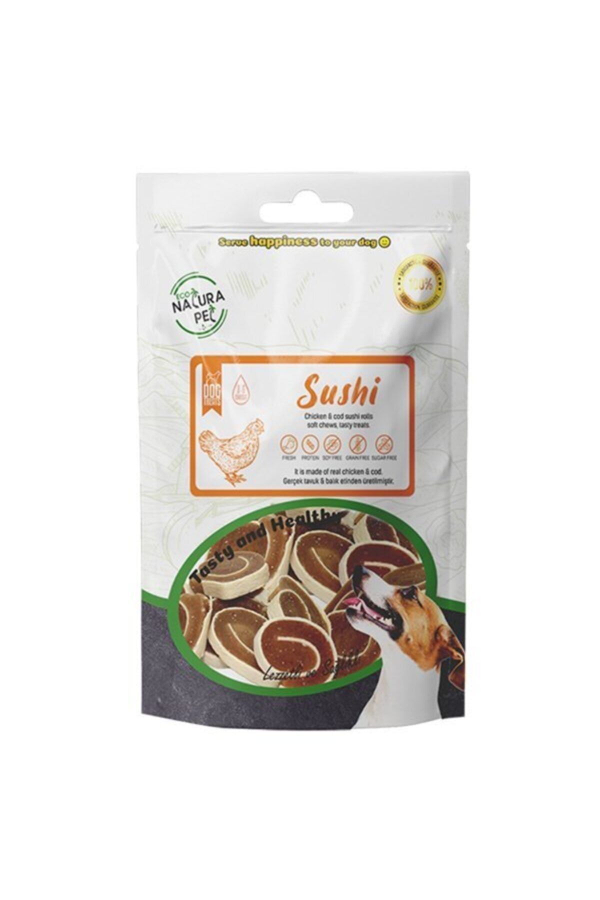 eco natura pet Eco Natura Tavuk Etli Sushi Yumuşak Yuvarlak Köpek Ödülü 100 Gr