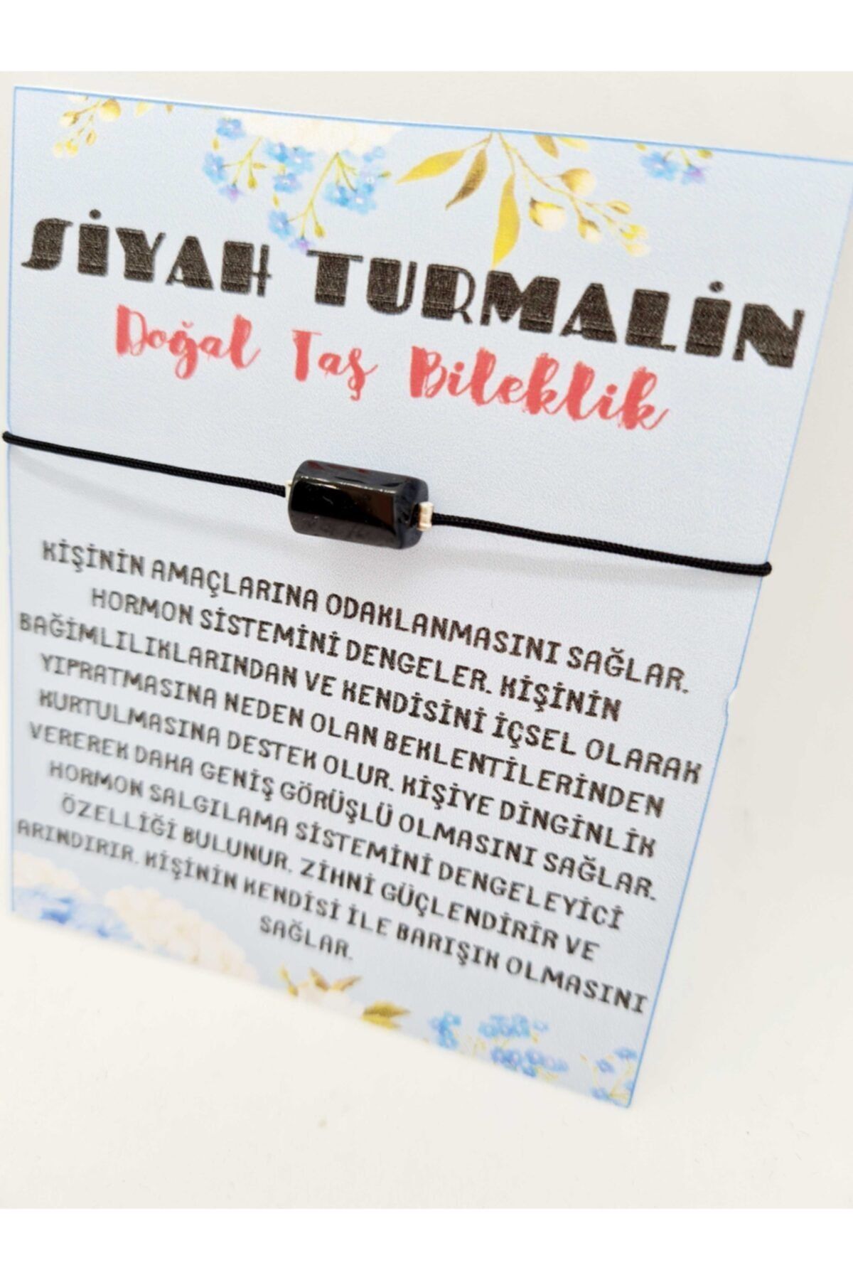 GÜMÜŞTEL EL SANATLARI Doğal Taş Siyah Turmalin Taşı Bileklik
