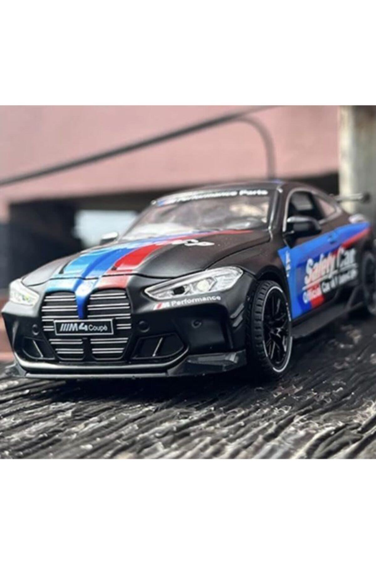 BMW M4 Metal Model Araba Işık Ses 1-32 Kaput Bagaj Kapı Açılır Siyah