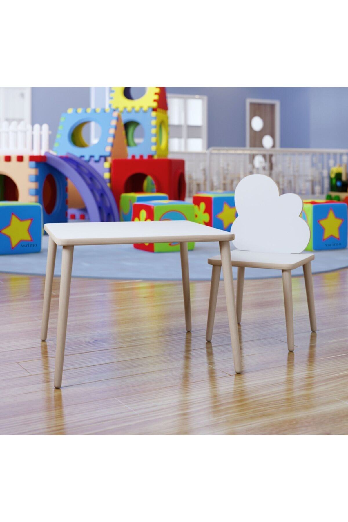 Taco Kids Yaz Sil Yüzeyli Çocuk Aktivite Masa Sandalye Takımı - Bulut Sandalye