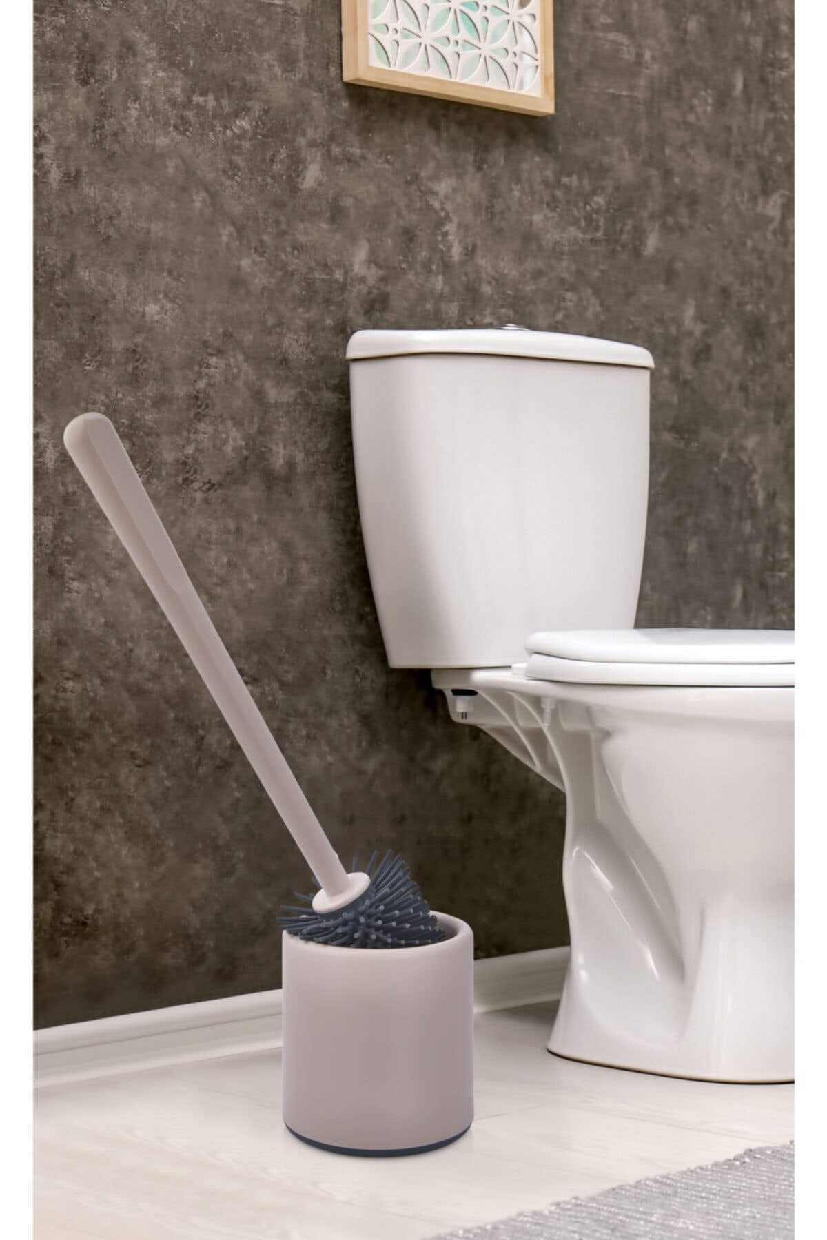 ATA HOME Silikon Wc Tuvalet Banyo Fırçası Klozet Fırçası Pembe Oval