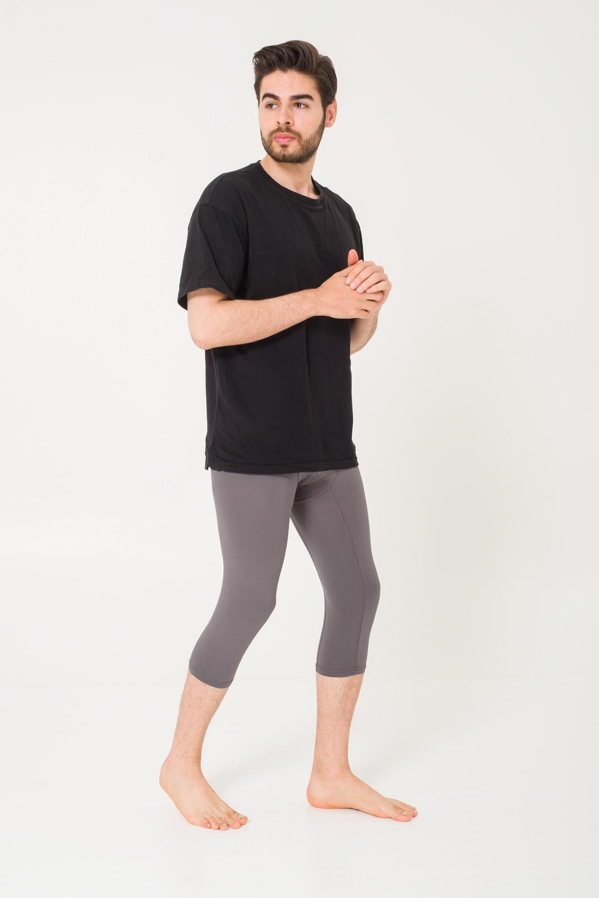 Jadra G.A.R Erkek Gri Spor Fitness Spor Tayt