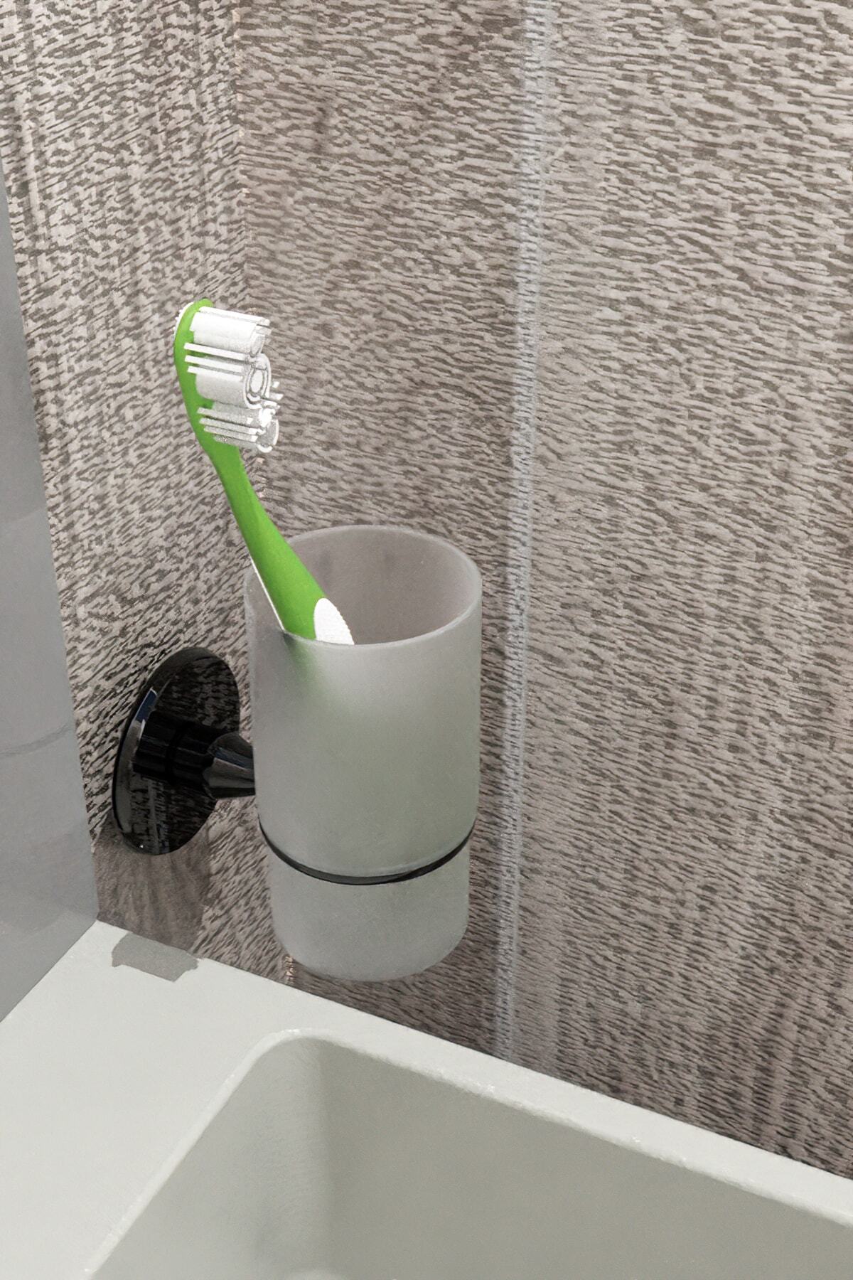 Milenay Siyah Ekonomik Montajlı Plastik Diş Fırçalık