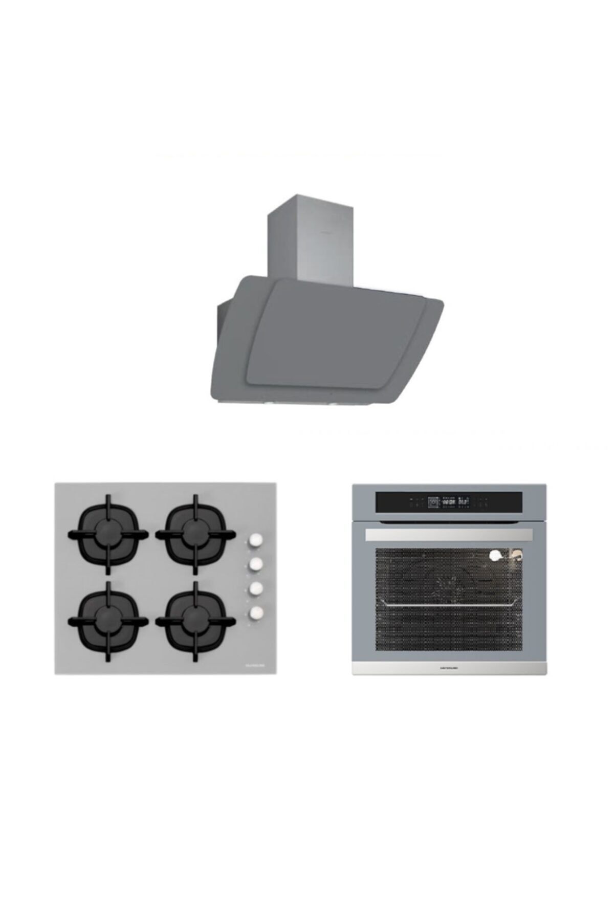 Silverline Gri Cam Ankastre Set (3373 Mısto 60 Gri+cs5343s01+bo6505s02)