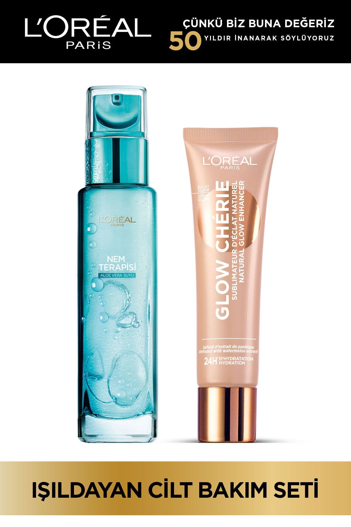L'Oreal Paris Nem Terapisi Aloe Vera Suyu Normalden Karmaya+glow Chérie Işıltı Renkli Nemlendirici Light Glow