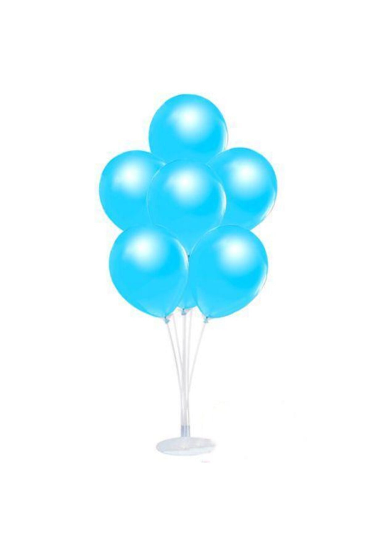 NO NAME Balon Standı Ve 10 Adet Sedefli Metalik Açık Mavi Balon Seti