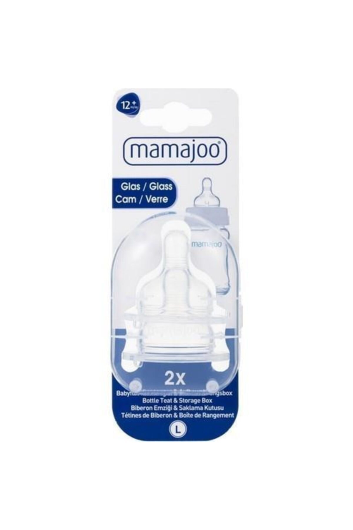 Mamajoo Saklama Kutulu Cam Biberon Emziği Silikon 2li No:3 (l) 12+ Ay
