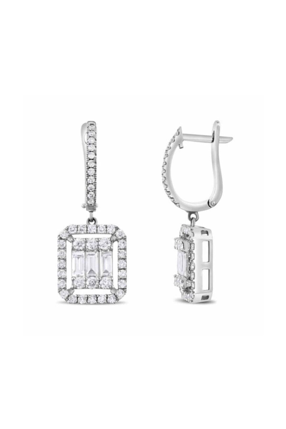 EnginGold 1.32ct Pırlanta Baget Küpe