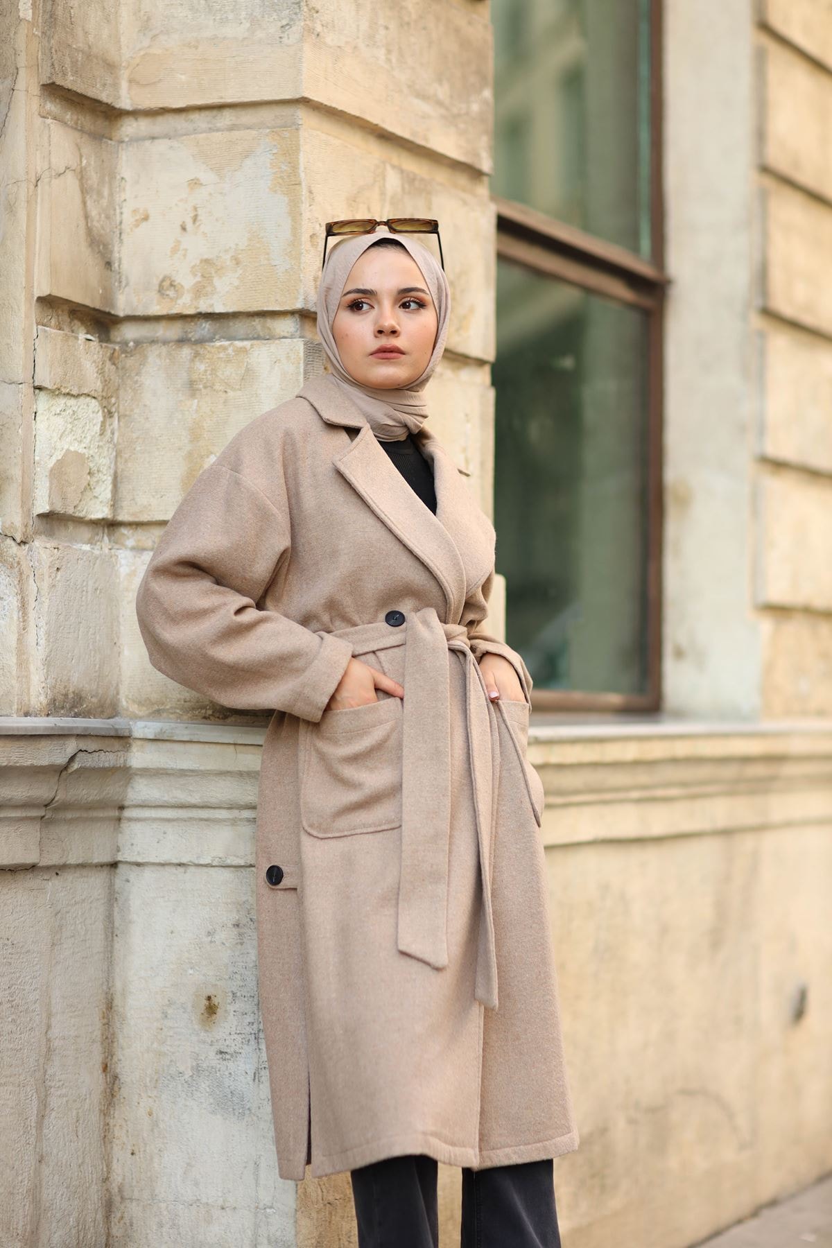 ELBİCA 5532 Kaşe Kaban Bej