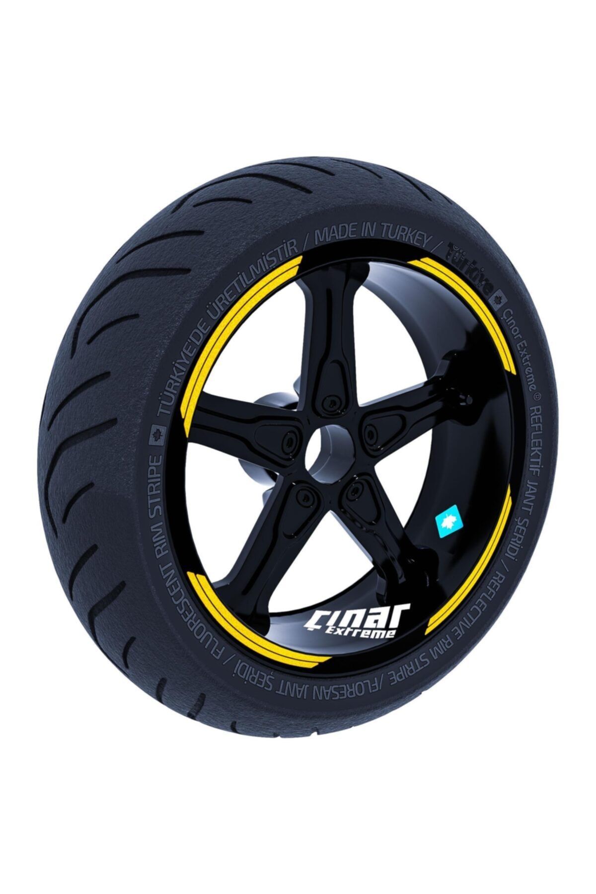 Çınar Extreme Double Stripe Tasarımlı Reflektif Sarı Jant Şeridi Sticker