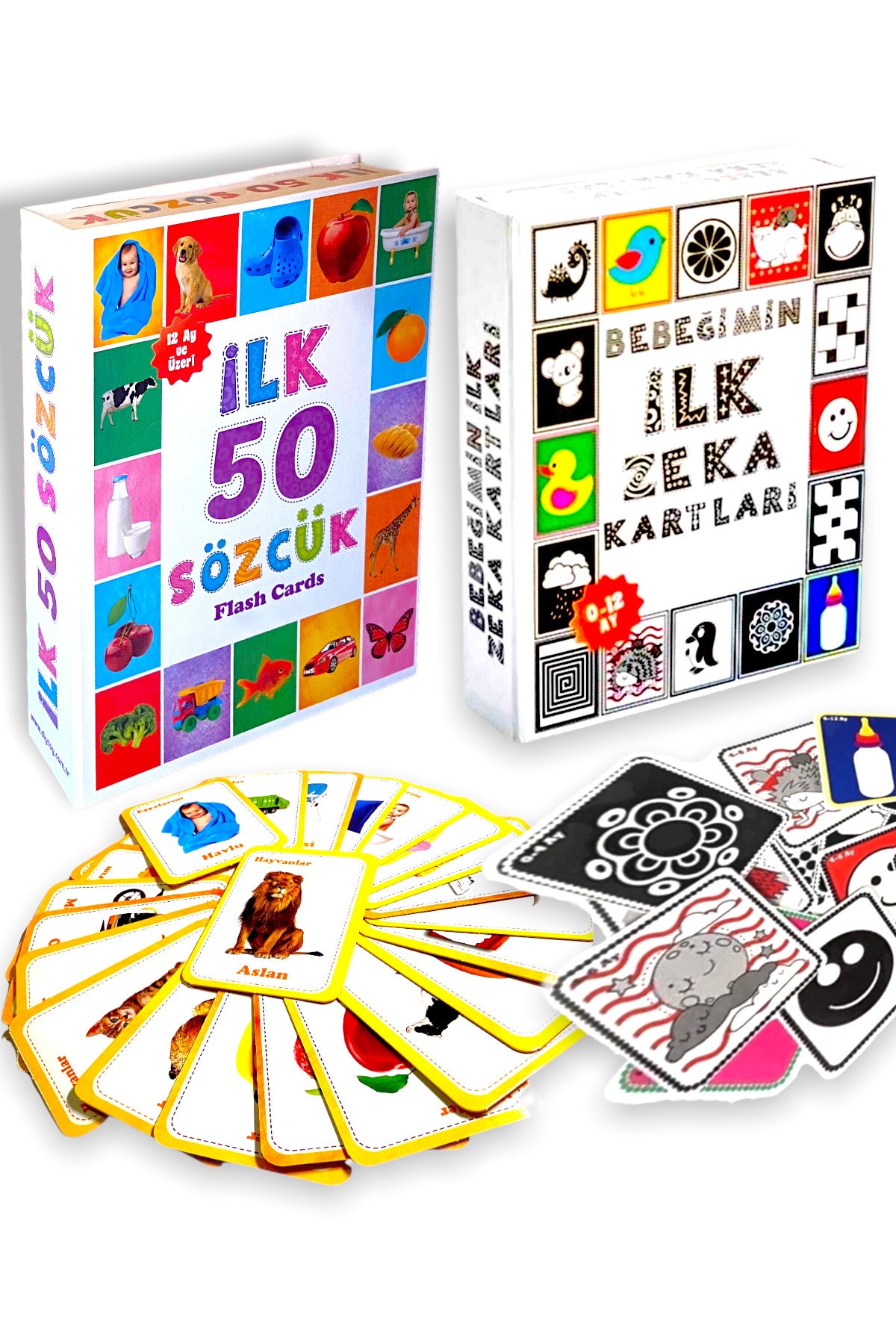 MATEO Flash Cards Ilk 50 Sözcük + Bebeğimin Ilk Zeka Kartları 2'li Eğitici Set