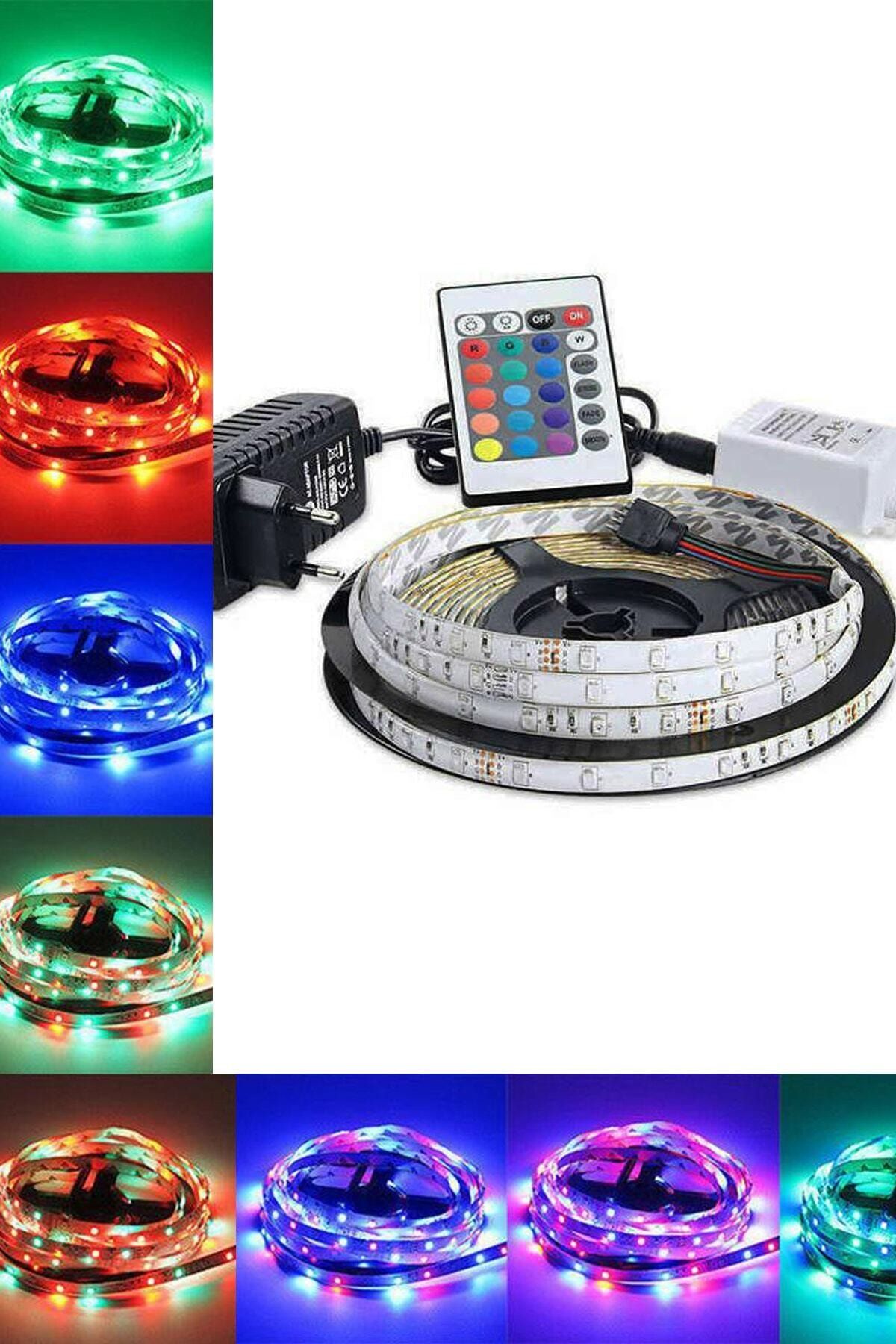 Taled 5 Mt. Rgb Şerit Led Seti Kumandalı Animasyonlu Tak Çalıştır Renkli Dekoratif Aydınlatma