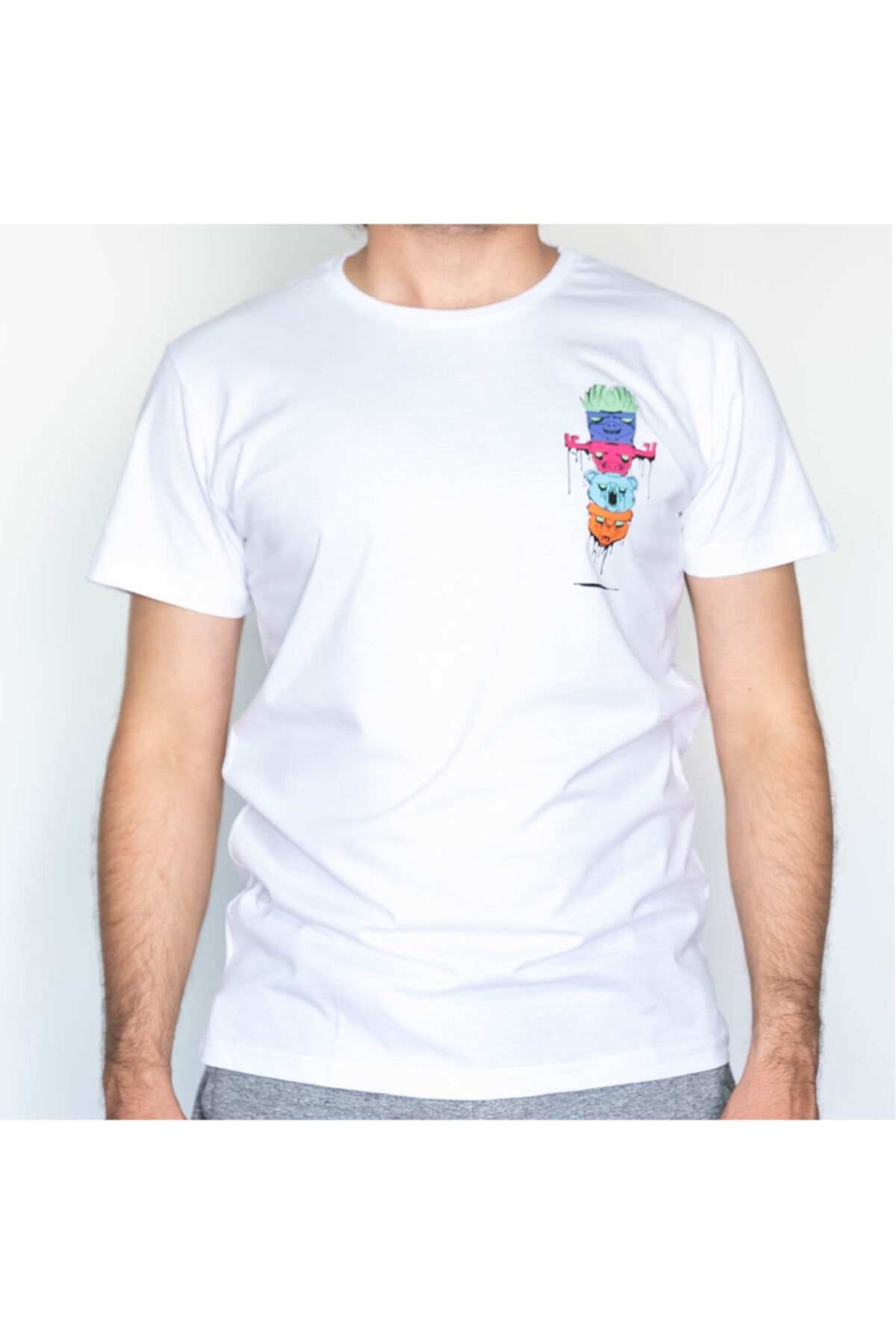 MOGA Totem Tişört, Unisex Beyaz T-shirt