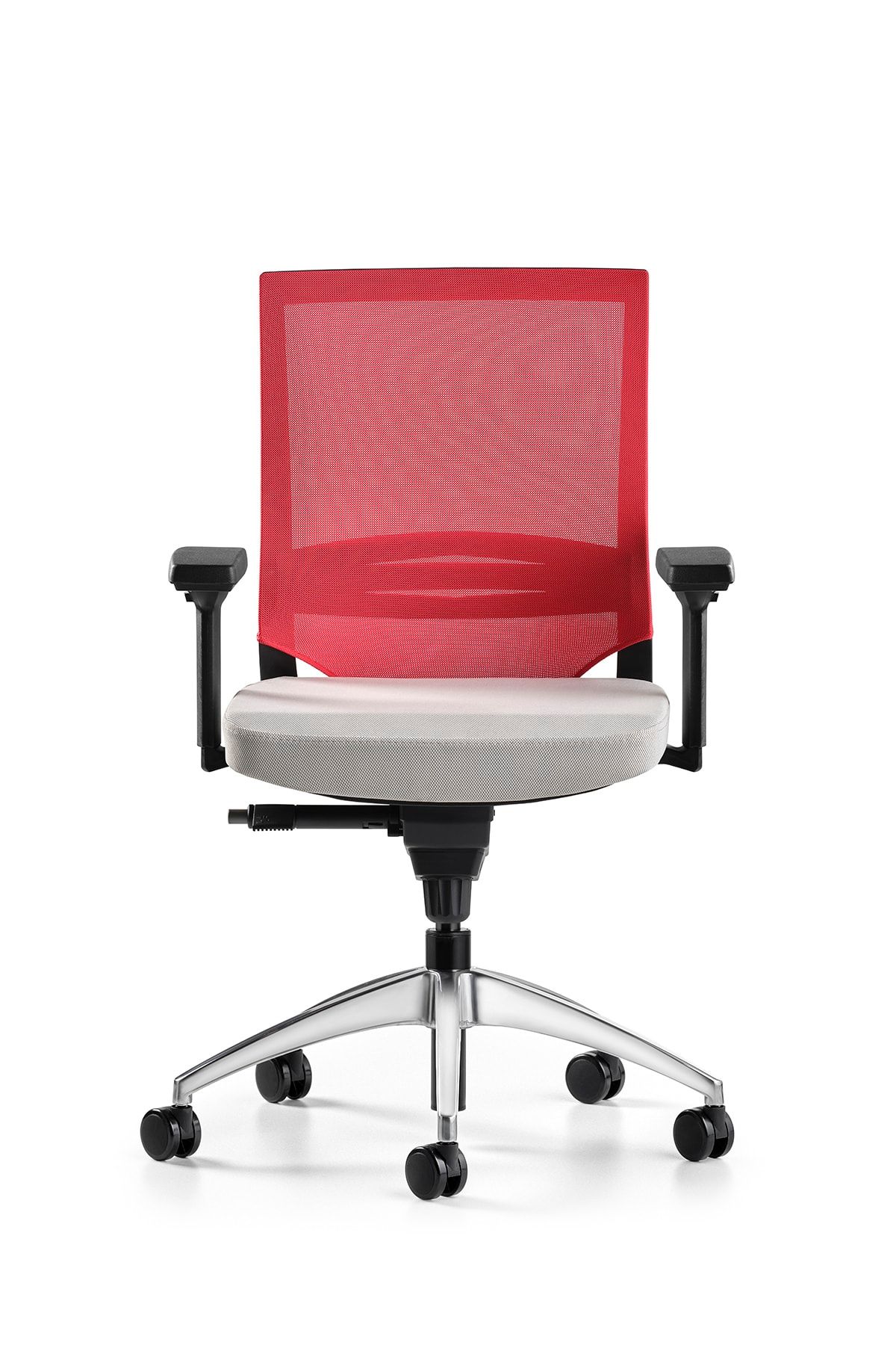 Bürotime Cozy Çalışma Koltuğu - 3d Kol - Alüminyum Ayak - Kırmızı/açık Gri