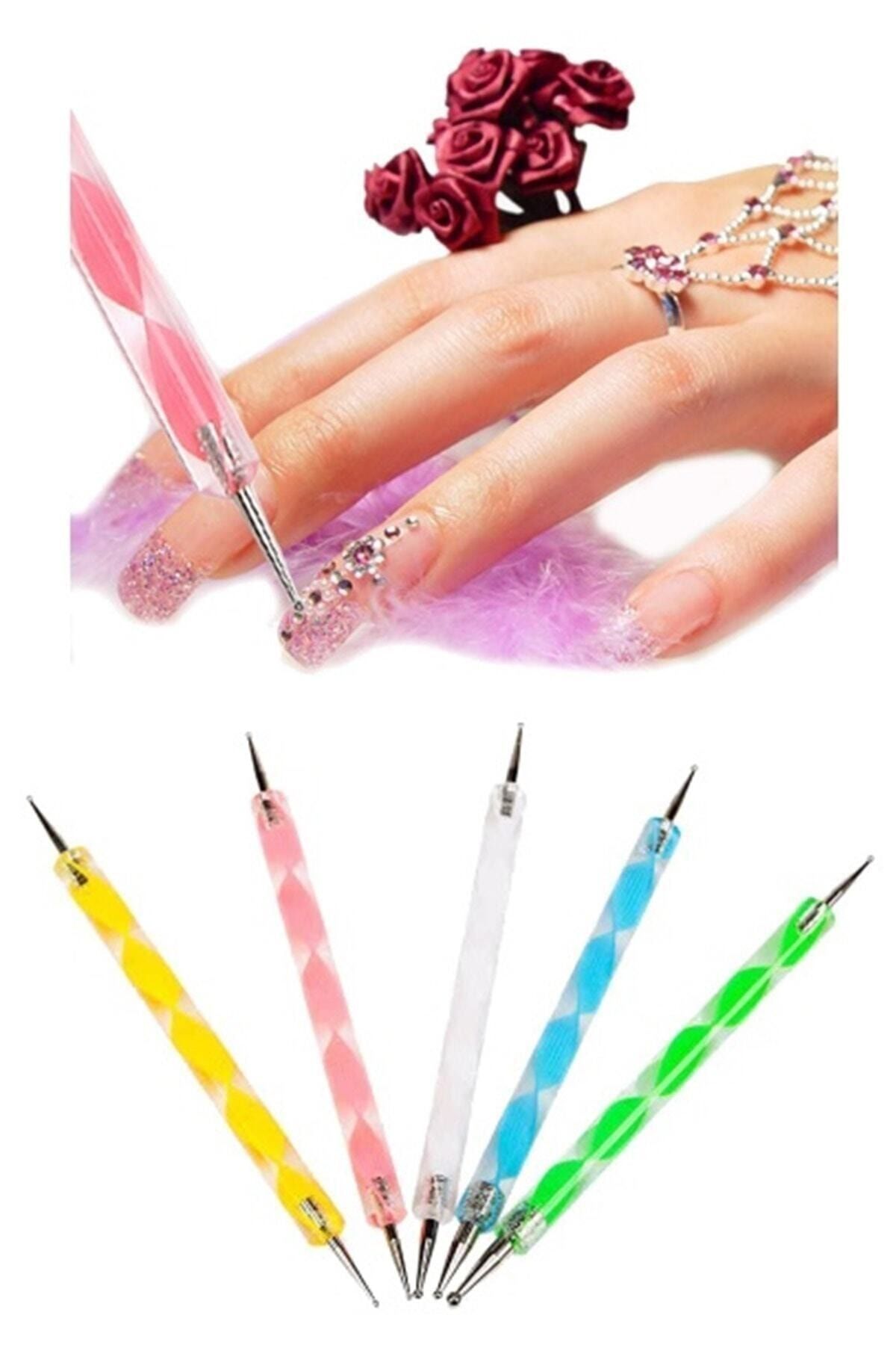 Kitchen Beauty Tırnak Süsleme Nail Art Kalemi 5 Li Dot Seti