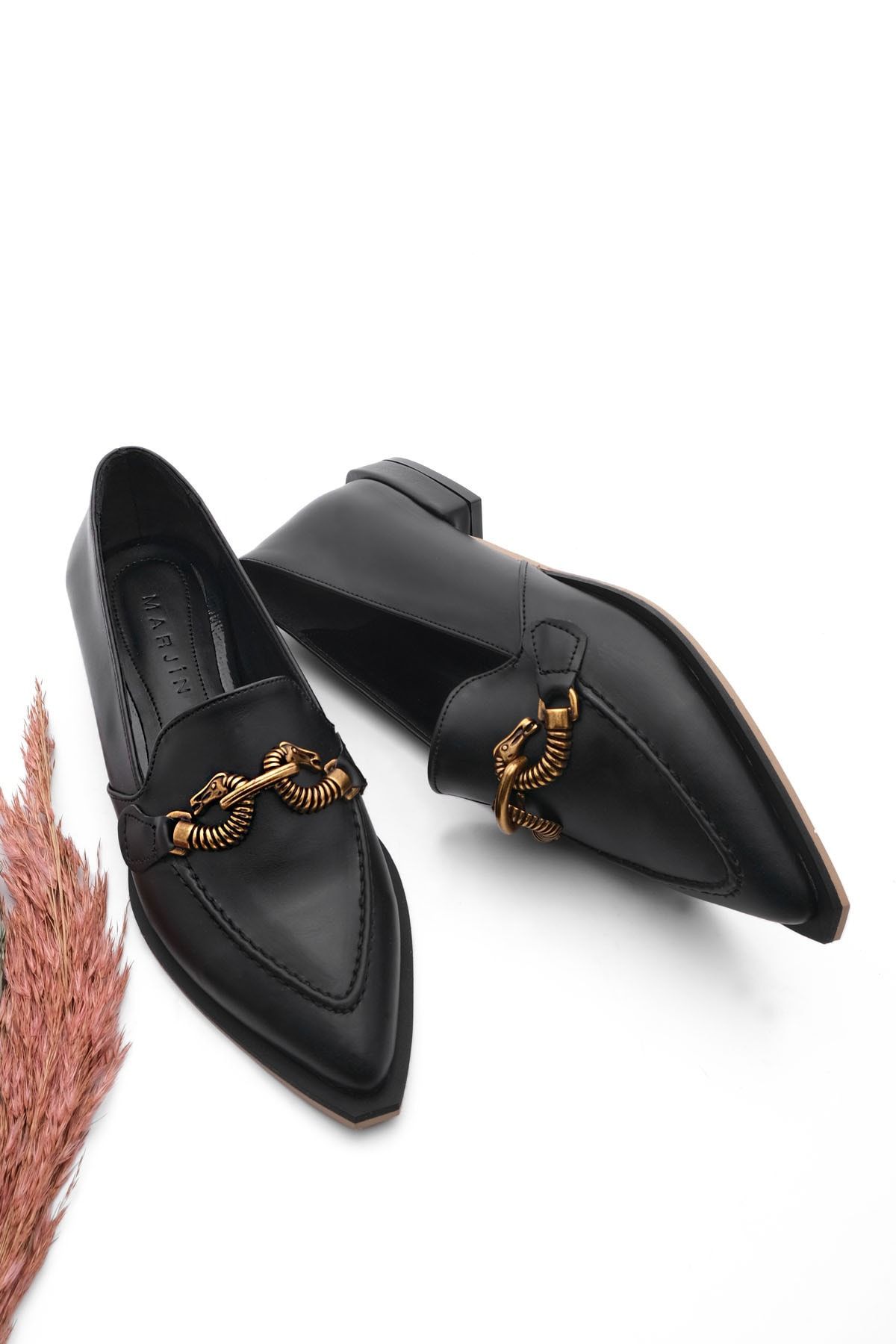 Marjin Kadın Loafer Makosen Ayakkabı Tolira Siyah