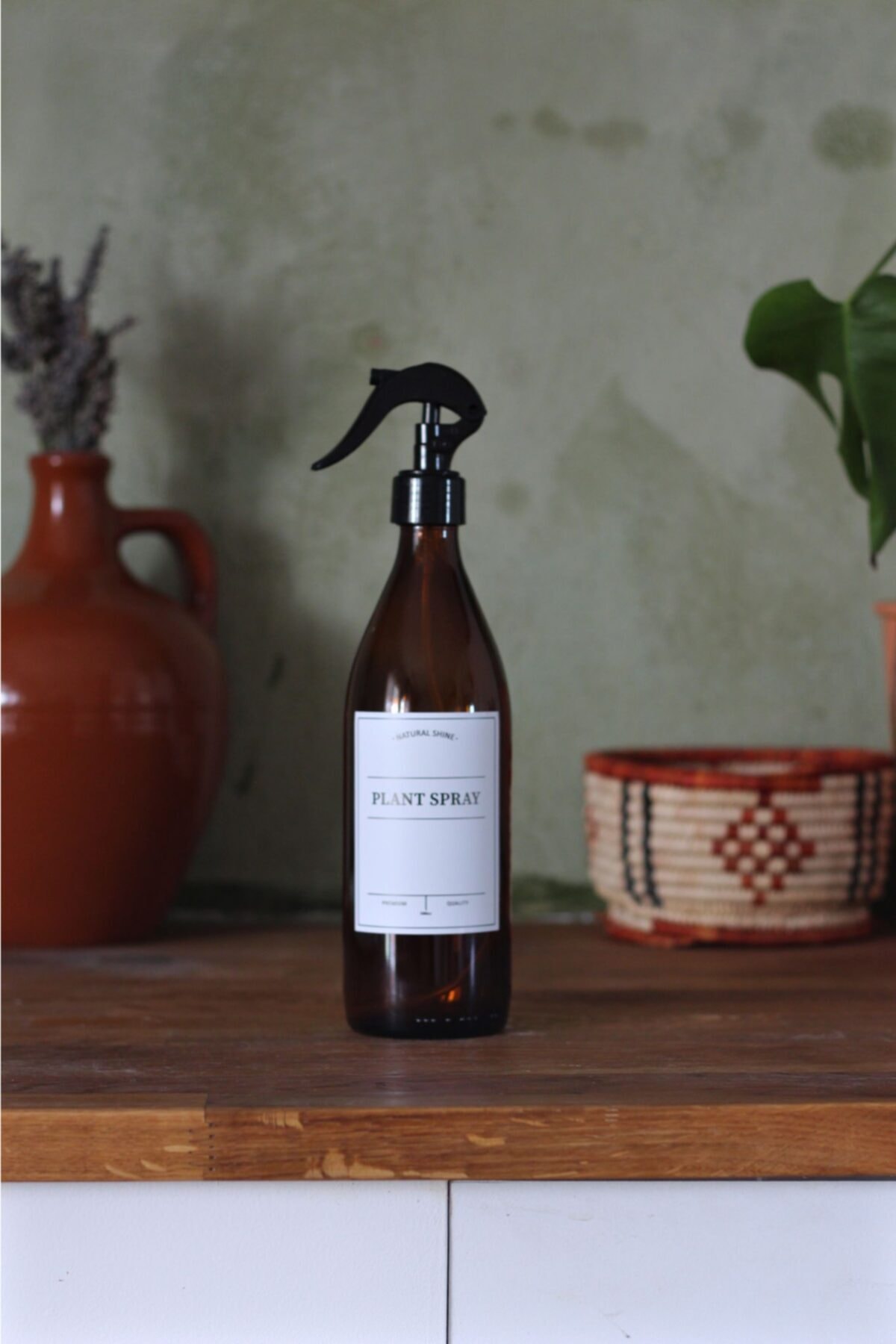 Harmoni Home 500 ml Amber Kahverengi Cam Şişe Etiketli Bitki Spreyi