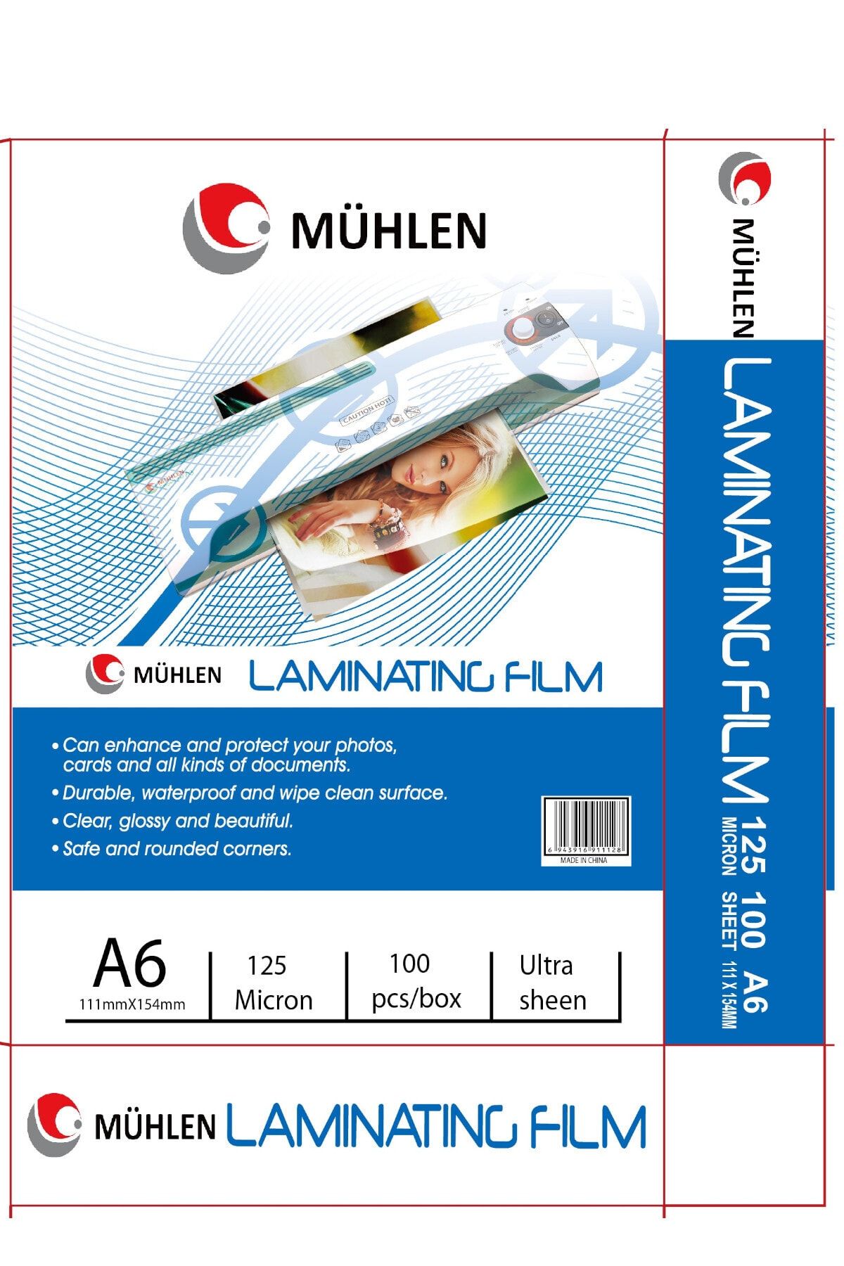 Mühlen Laminasyon Makinesi Filmi 125 Mc A6 1 Paket 100 Adet