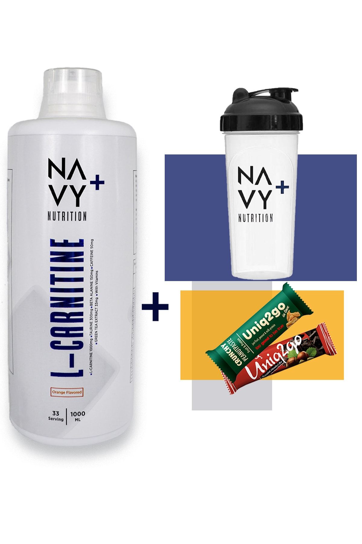 Navy Plus Nutrition L-carnitine 1000 Ml Portakal Aromalı +shaker +2x Protein Bar Karnitin Yağ Yakıcı