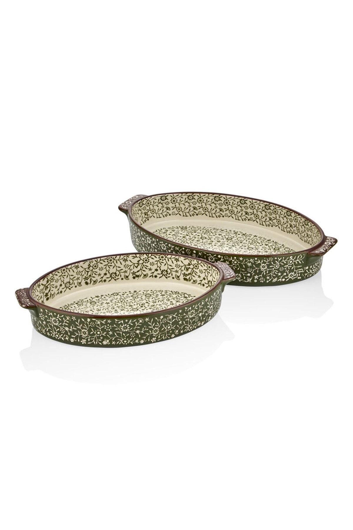 Cemile Yeşil Oval 2 Li Fırın Kabı 34x39 Cm