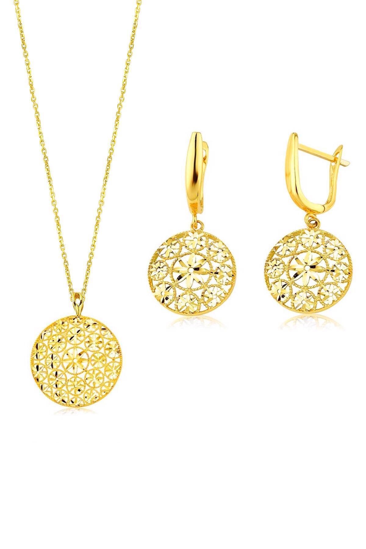 Label Yaşam Çiçeği Kolye & Küpeli 22 Ayar Set