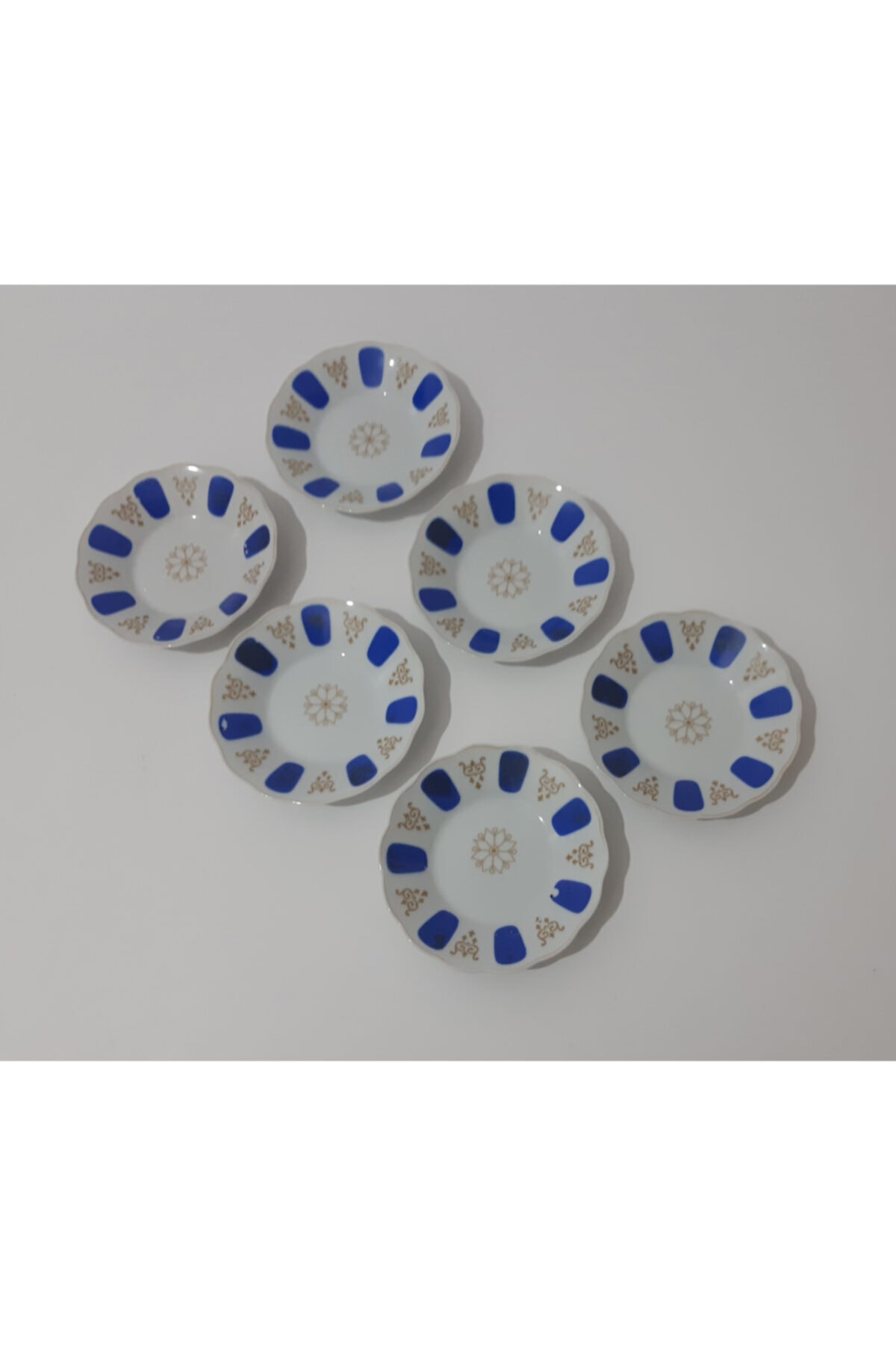 renkli çiçekler 6 Adet Porselen Çay Tabağı