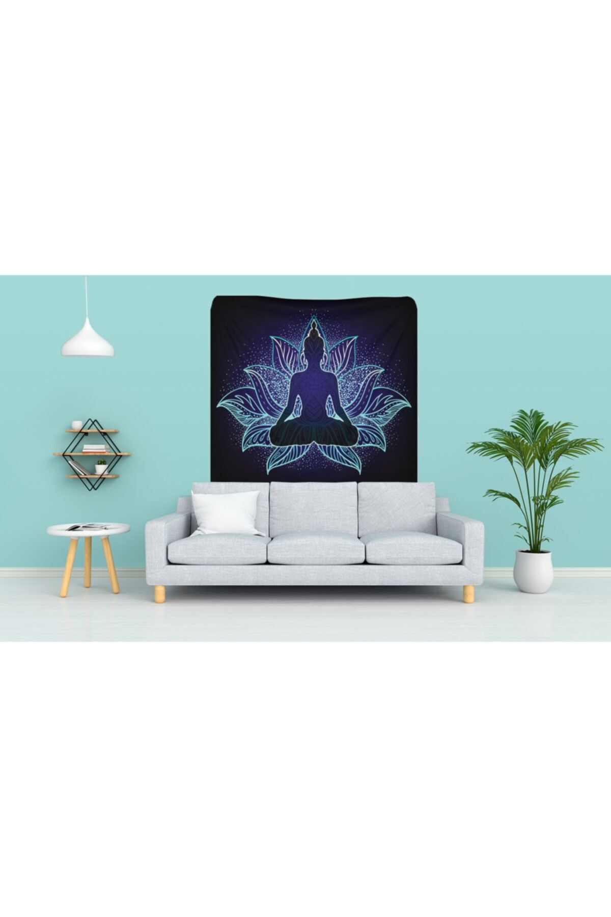 Razz Moda Neon Yoga Yapan Kadın Kare Duvar Örtüsü