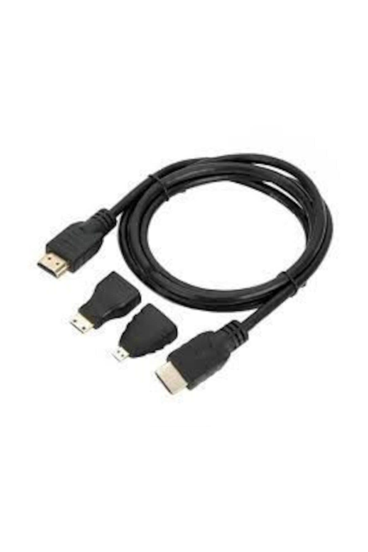 Kuvars Hdmi To Hdmi Kablo Set Mini Micro Standart Altın Uçlu Dönüştürücü