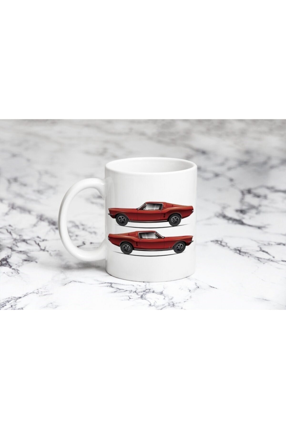 Firsat Ayi Kırmızı Mustang 2 Yandan Kupa Bardak
