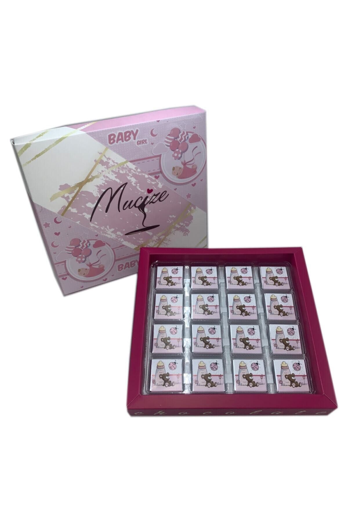 MUCİZE CHOCOLATE Hoşgeldin Bebek Kız Yeni Doğan Doğum Çikolata Hediyesi 220 gr
