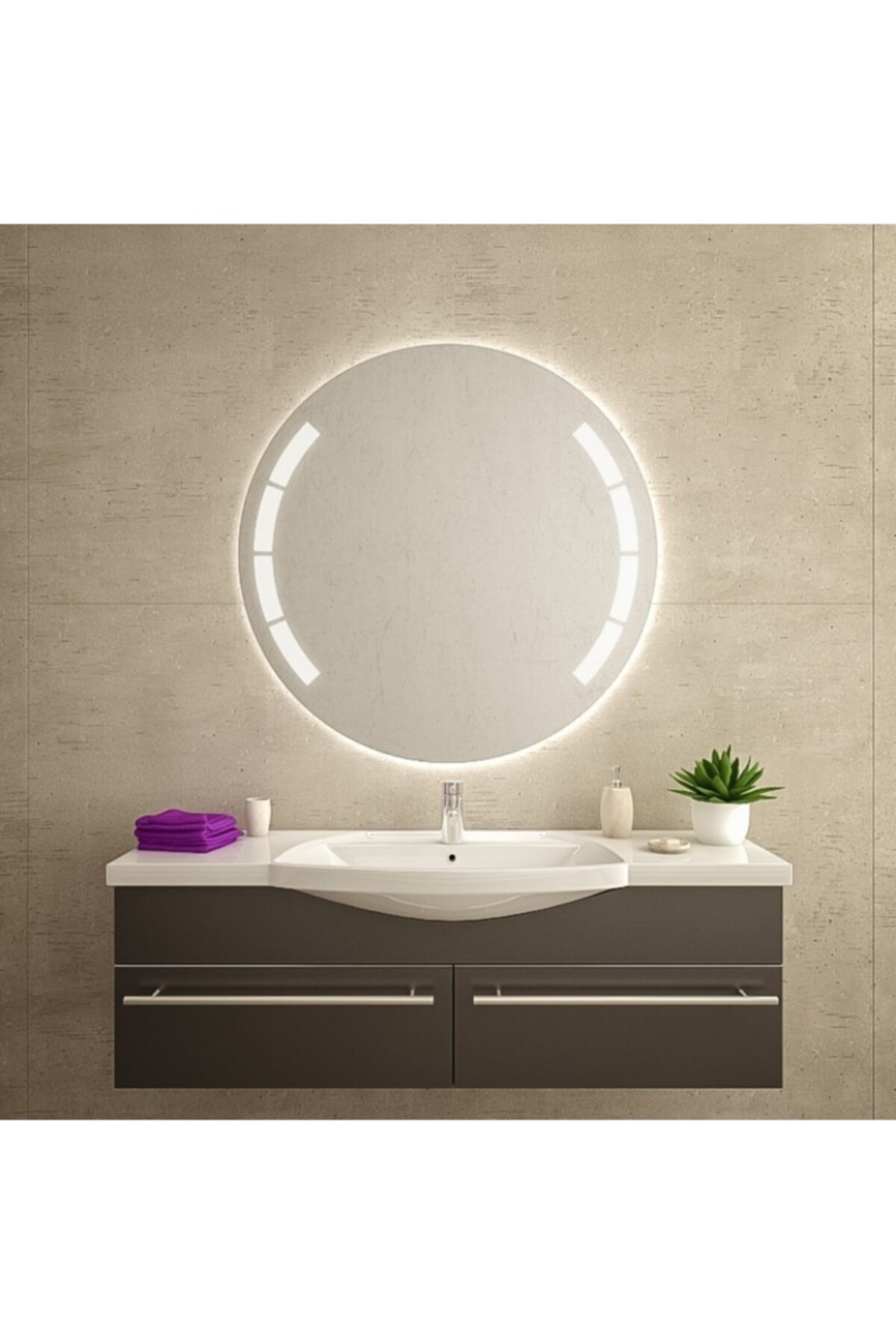Aypars Atlye Banyo,lavabo Aynası Dokunmatik Ledli Yuvarlak 80 Cm Çapında 4 Mm Flotal Ayna