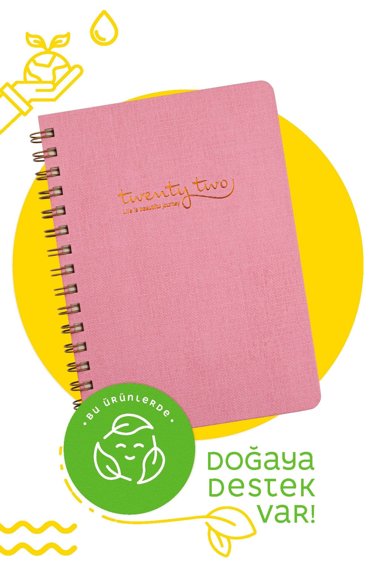 Victoria's Journals 2022 Spiralli Haftalık Ajanda - Canvas Pembe