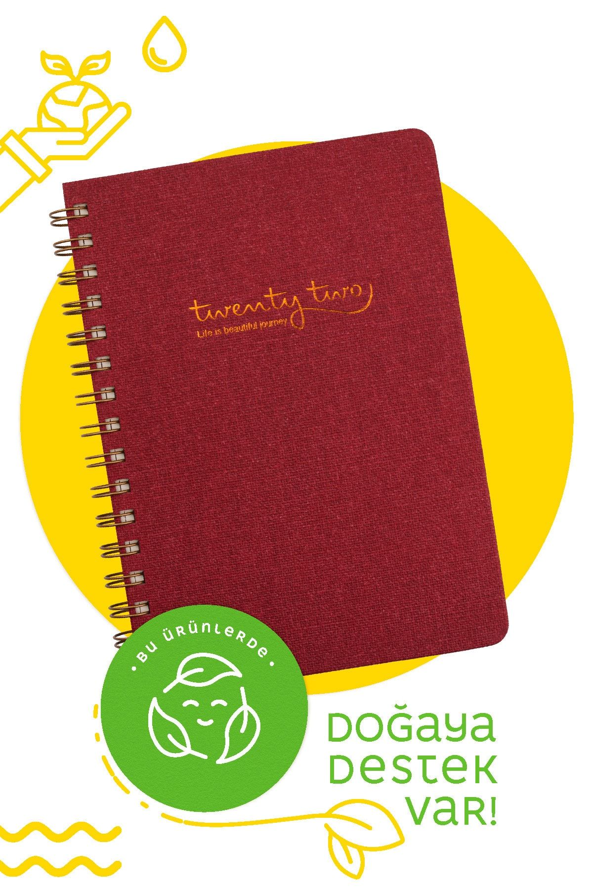 Victoria's Journals 2022 Spiralli Haftalık Ajanda - Canvas Bordo